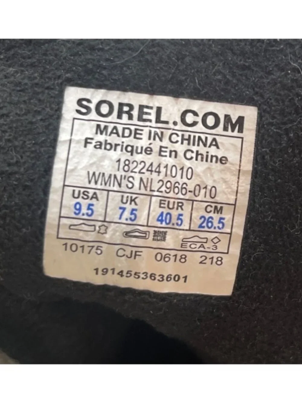 Sorel Womens 9.5 NL2966 Black Leather Joan of Arctic Wedge Boots Fleece Collar